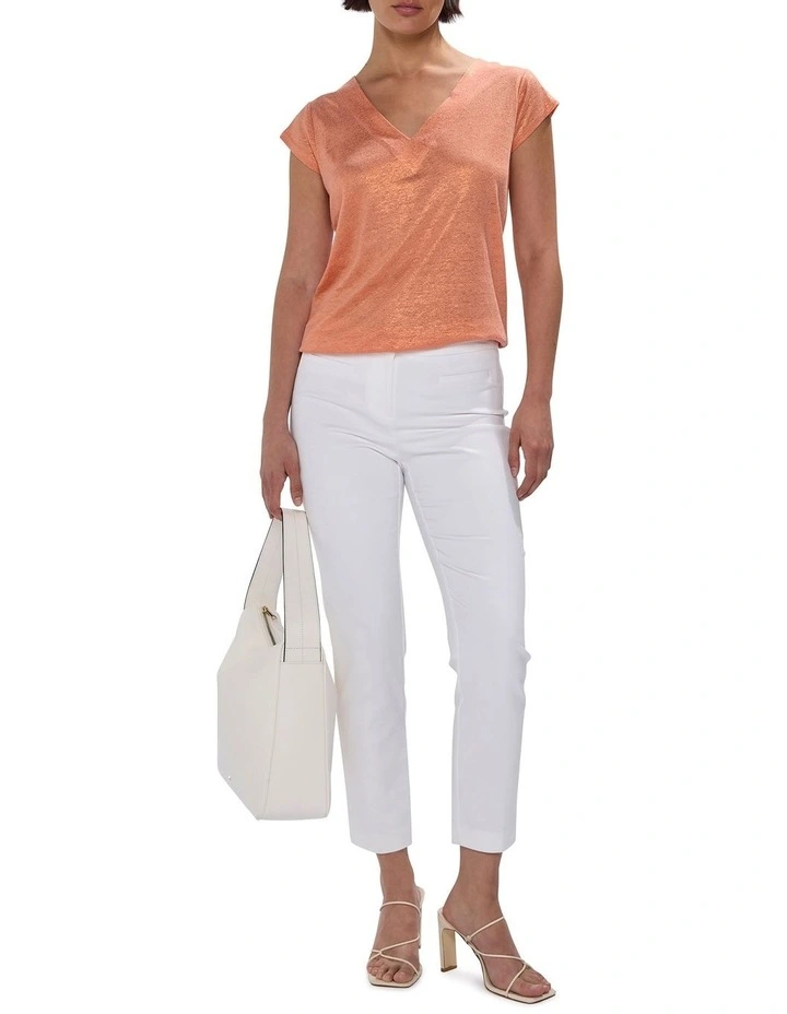 Afterglow Foil Linen Tee in Coral image 2