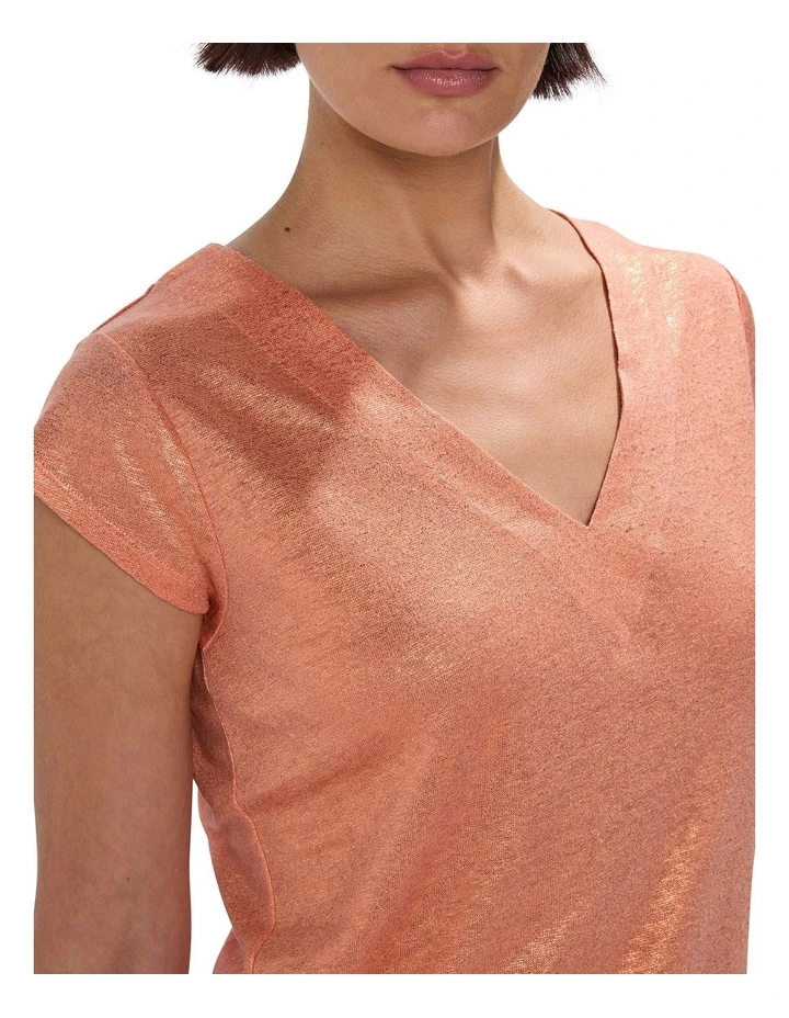 Afterglow Foil Linen Tee in Coral image 3
