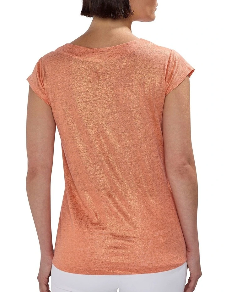 Afterglow Foil Linen Tee in Coral image 4