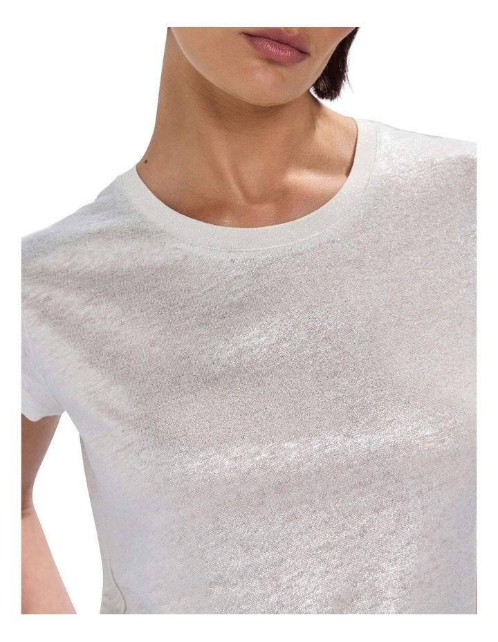 As Love Glows Foil Linen Tee in Ivory image 3