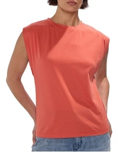 Darcy Mercerised Cotton Tee in Chilli Oil