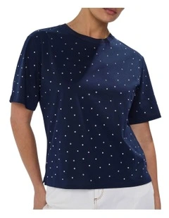 Amelie Hot Fix Tee in Navy