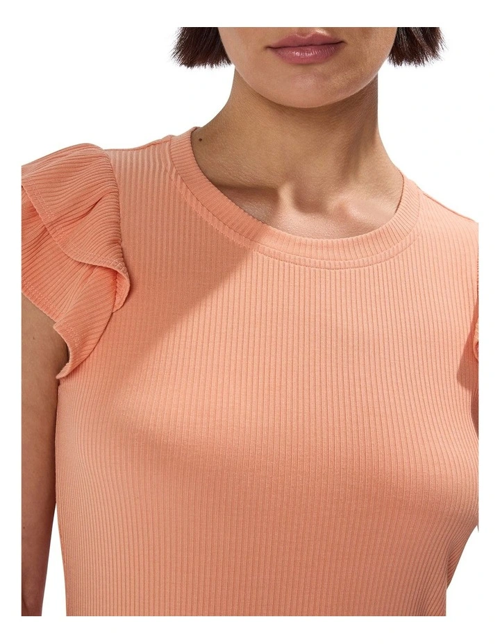 Lilly Ruffle Rib Tank in Coral image 3