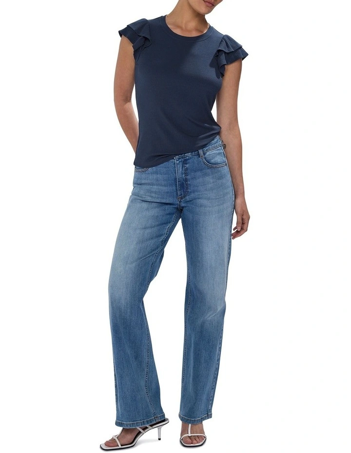 Lilly Ruffle Rib Tank in Navy image 2