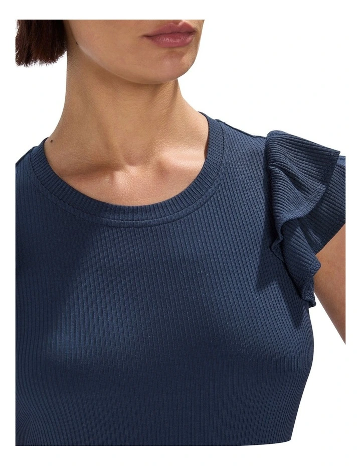 Lilly Ruffle Rib Tank in Navy image 3