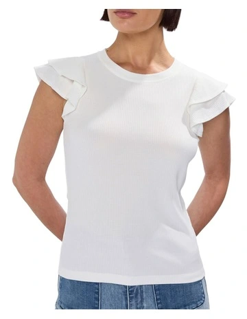 Lilly Ruffle Rib Tank in White