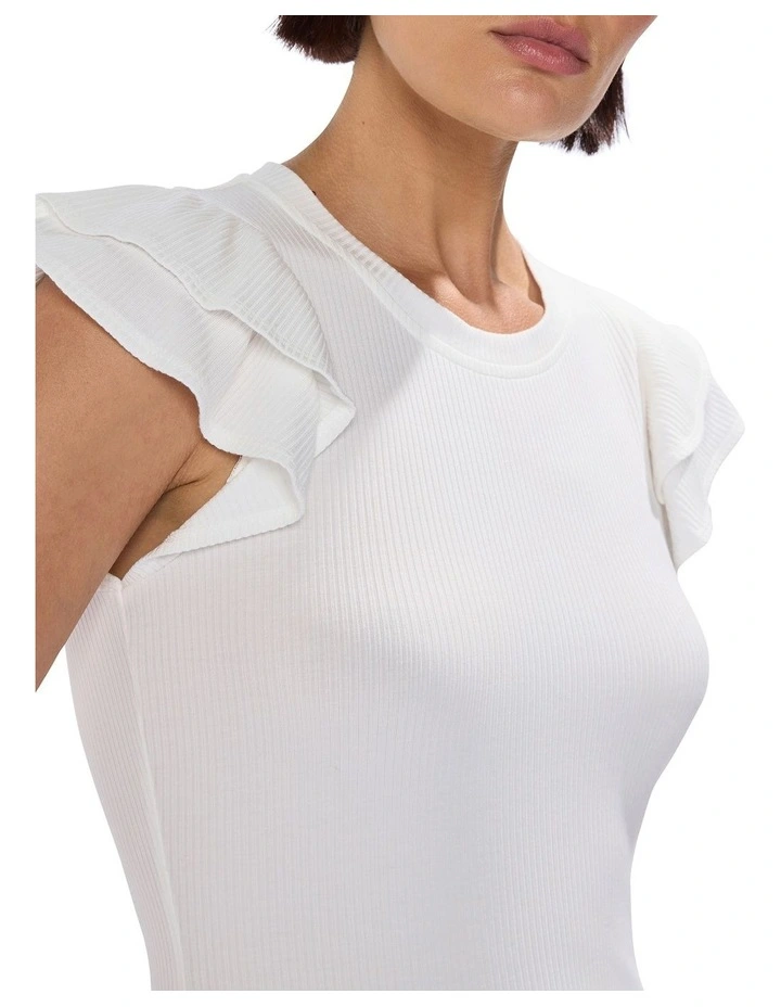 Lilly Ruffle Rib Tank in White image 3
