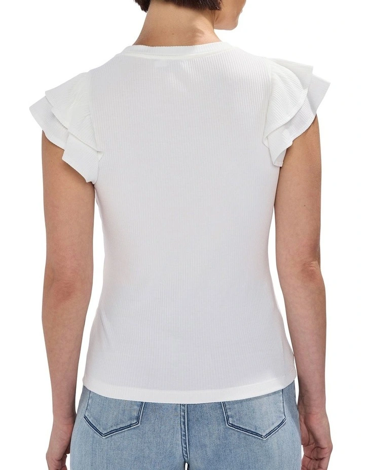 Lilly Ruffle Rib Tank in White image 4