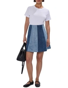 Tui Two Tone Denim Skirt in Bronte Blue