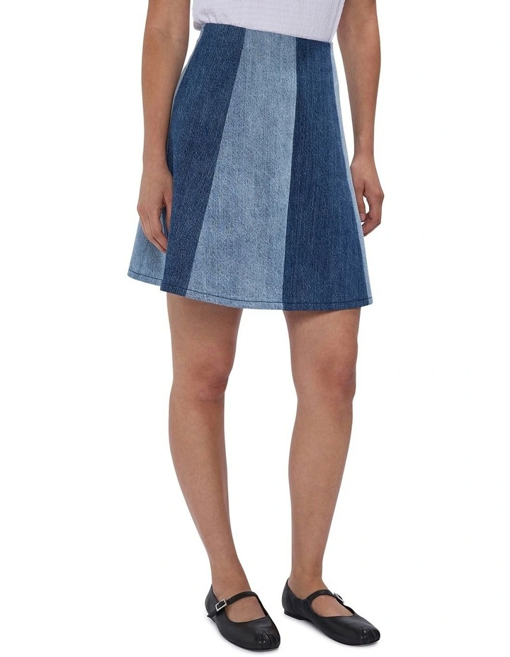 Tui Two Tone Denim Skirt in Bronte Blue image 2