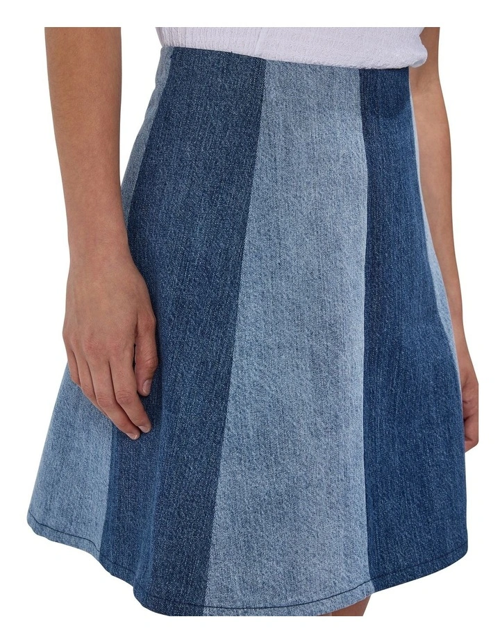 Tui Two Tone Denim Skirt in Bronte Blue image 3