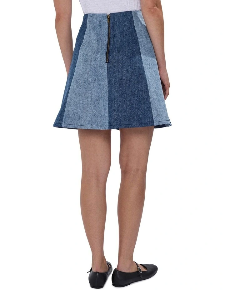Tui Two Tone Denim Skirt in Bronte Blue image 4