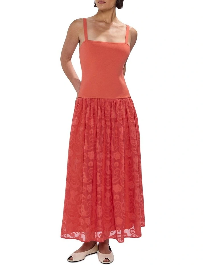 Meg Mixed Media Dress in Chilli Oil image 1