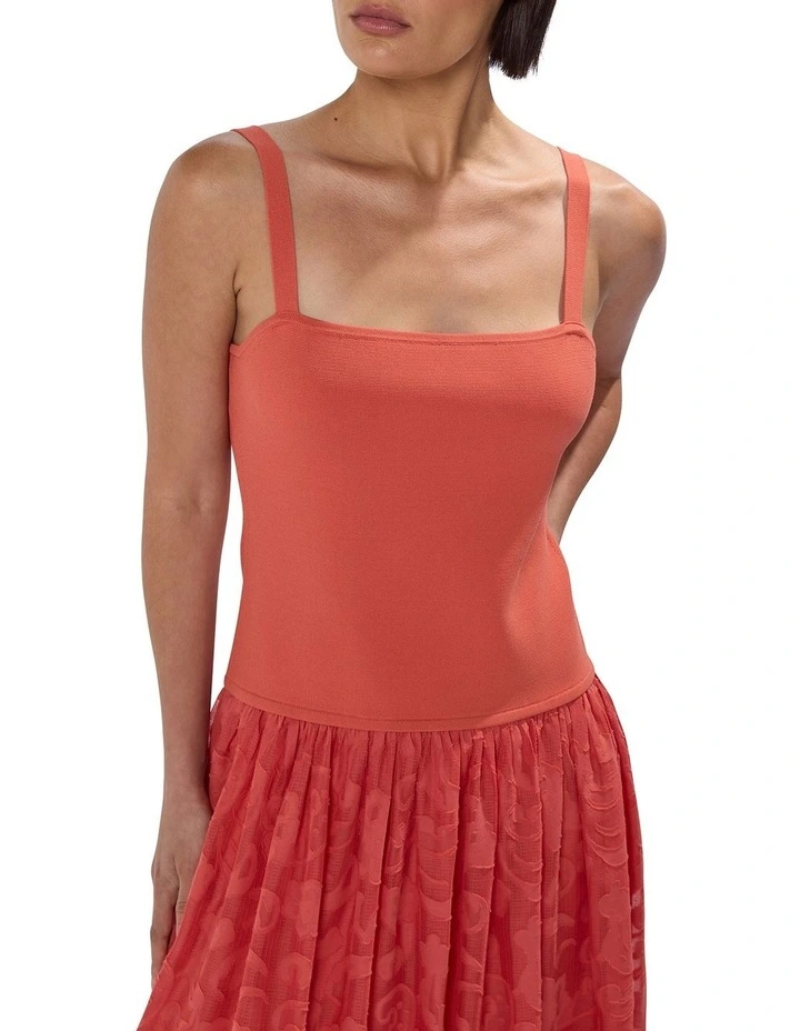 Meg Mixed Media Dress in Chilli Oil image 2