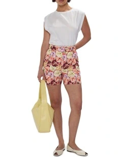Plant Touch This Linen Shorts in Pink Multi