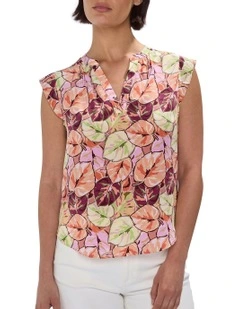 Plant Touch This Silk Top in Pink Multi