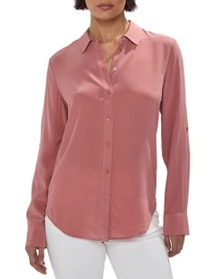 Sofia Silk Shirt in Light Mahogany