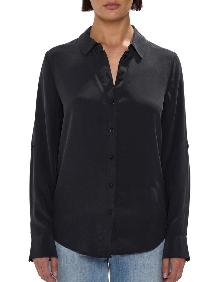 Sofia Silk Shirt in Black image 1