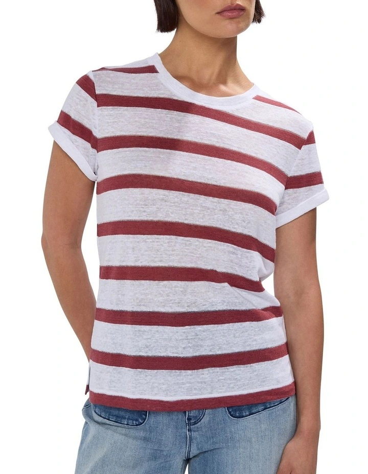 Cecilia Stripe Tee in Mahogany Stripe image 1