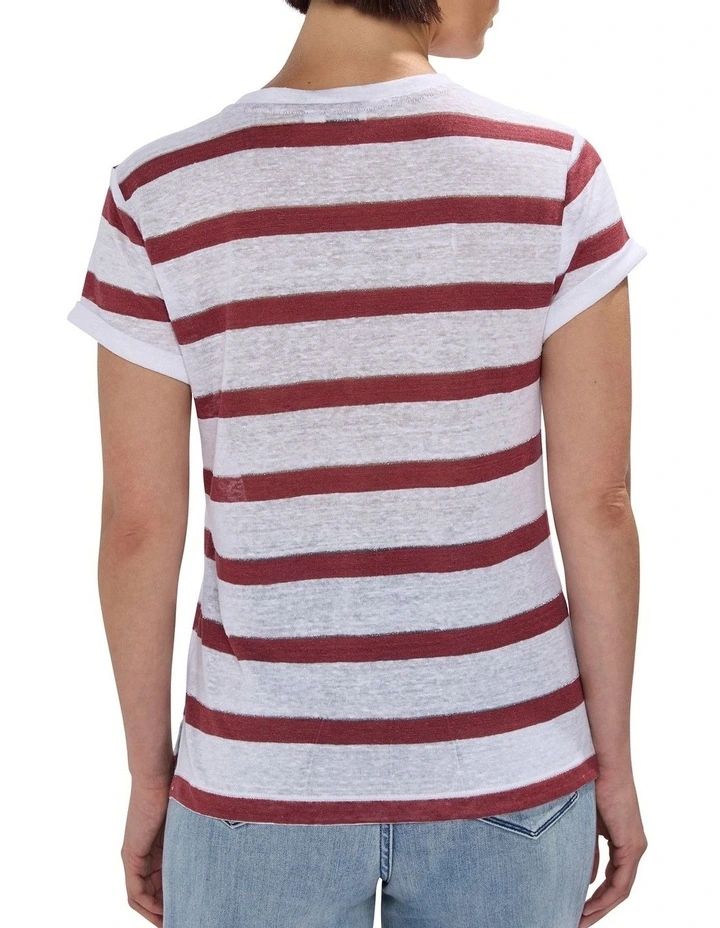 Cecilia Stripe Tee in Mahogany Stripe image 4