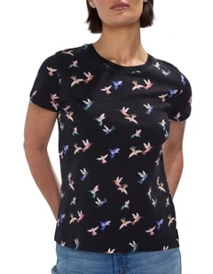 Bird Lines Tee in Black Multi