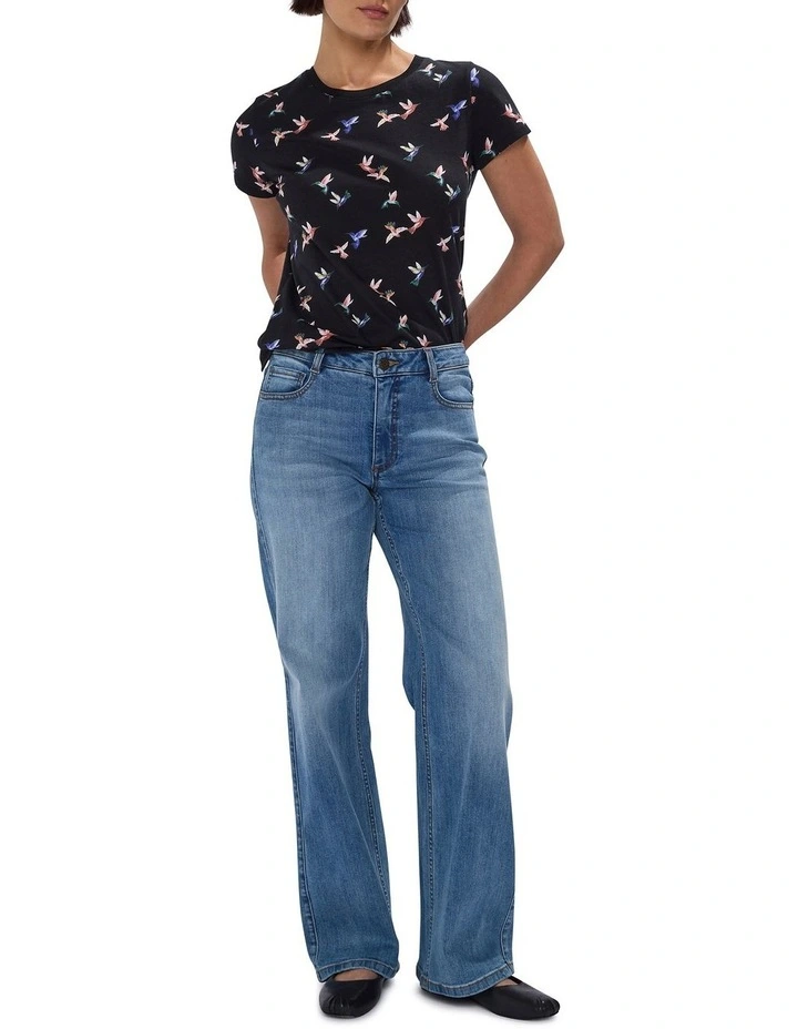 Bird Lines Tee in Black Multi image 2