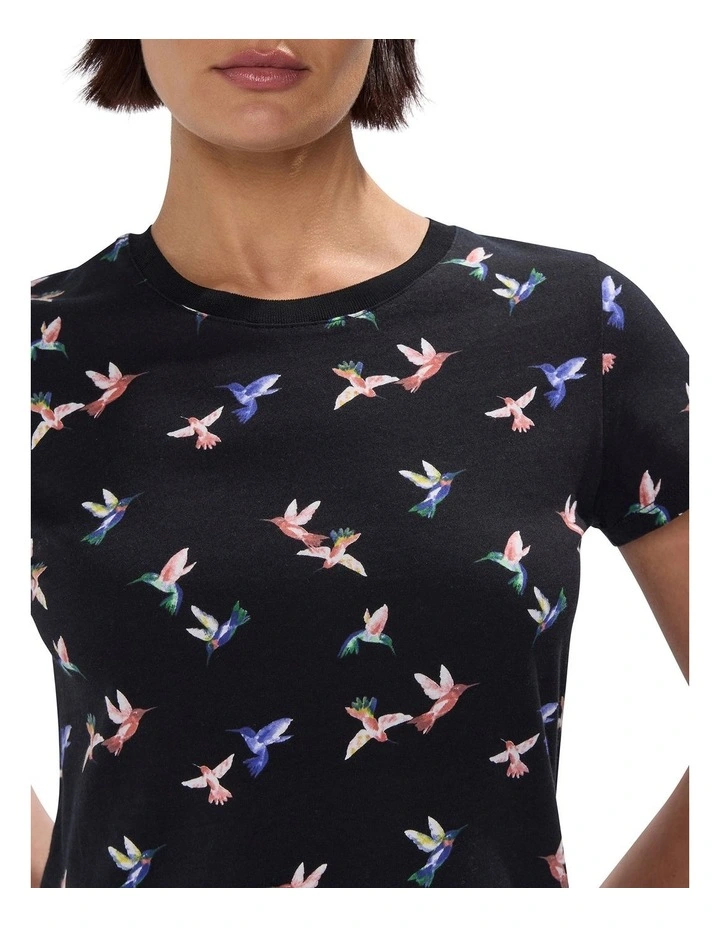Bird Lines Tee in Black Multi image 3