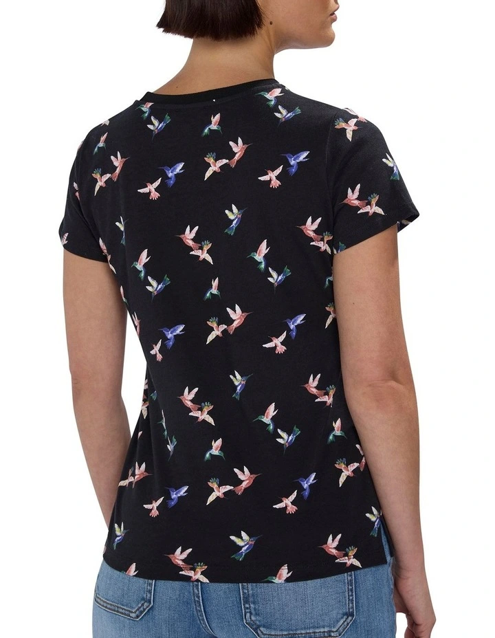 Bird Lines Tee in Black Multi image 4
