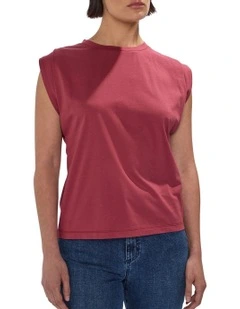 Darcy Mercerised Cotton Tee in Dark Mahogany