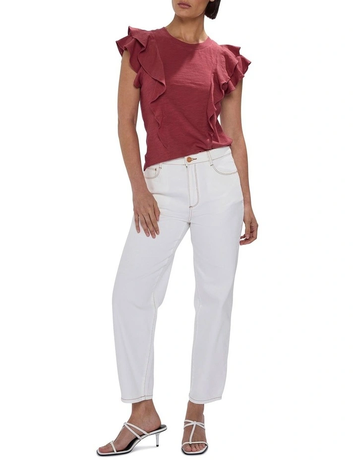 Violet Cotton Ruffle Top in Dark Mahogany image 2