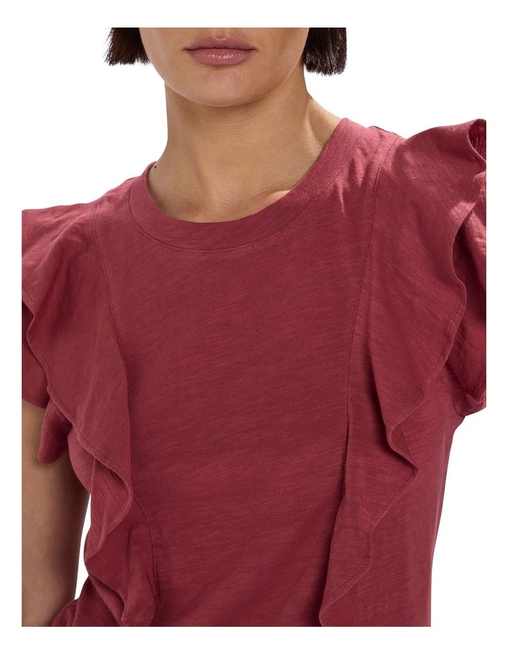 Violet Cotton Ruffle Top in Dark Mahogany image 3