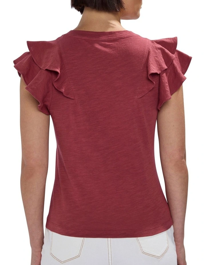 Violet Cotton Ruffle Top in Dark Mahogany image 4