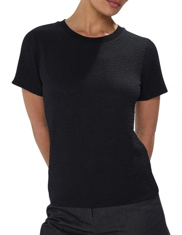 Mina Textured Tee in Black