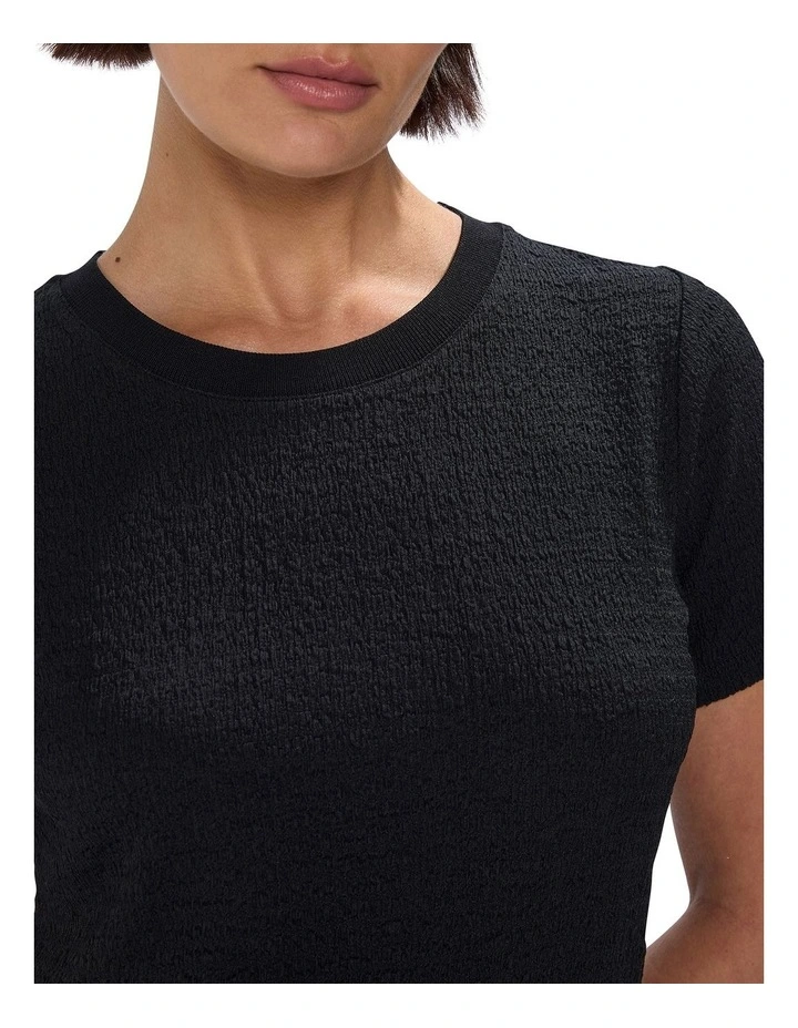 Mina Textured Tee in Black image 3