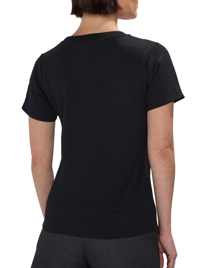Mina Textured Tee in Black image 4