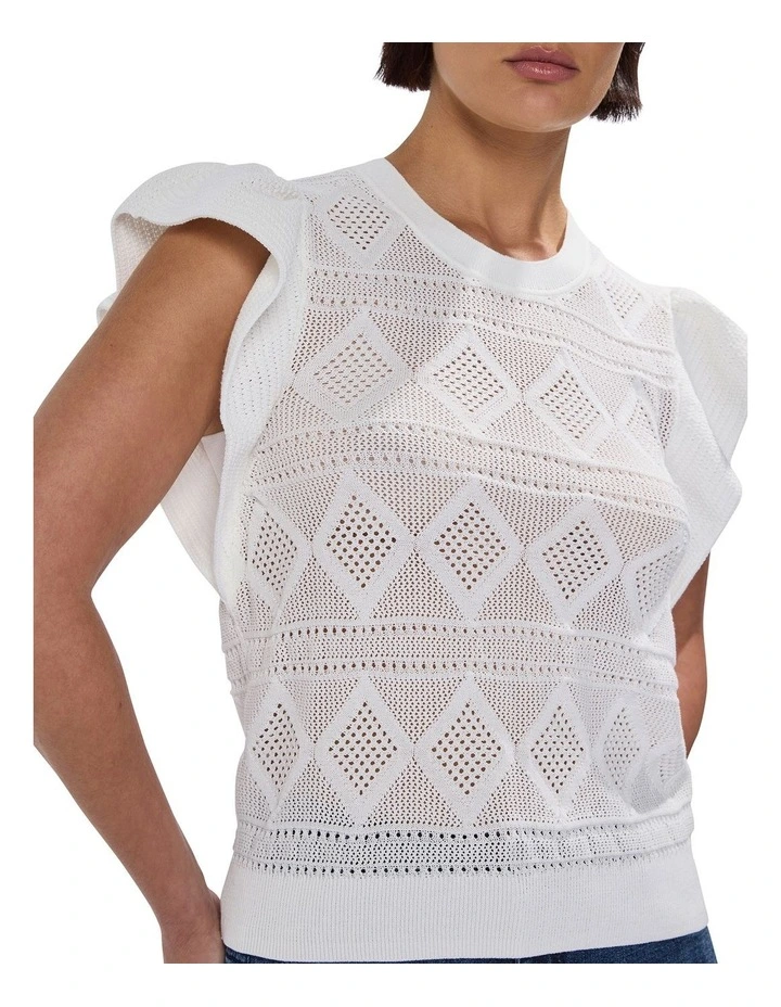 Cindy Pointelle Knit in White image 3