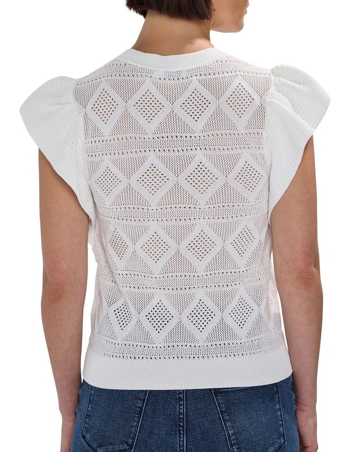 Cindy Pointelle Knit in White image 4