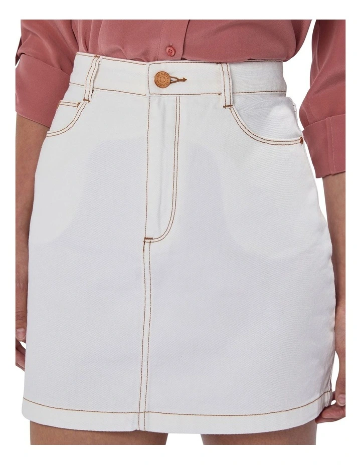 Momo Denim Mini Skirt in Ivory image 3