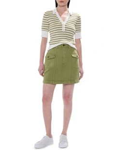 Jesse Denim Mini Skirt in Olive