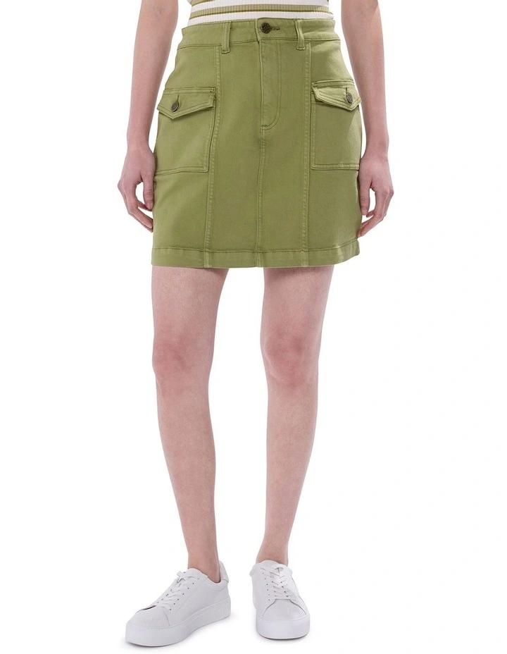 Jesse Denim Mini Skirt in Olive image 2