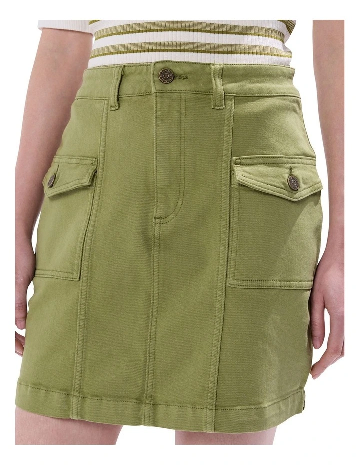 Jesse Denim Mini Skirt in Olive image 3