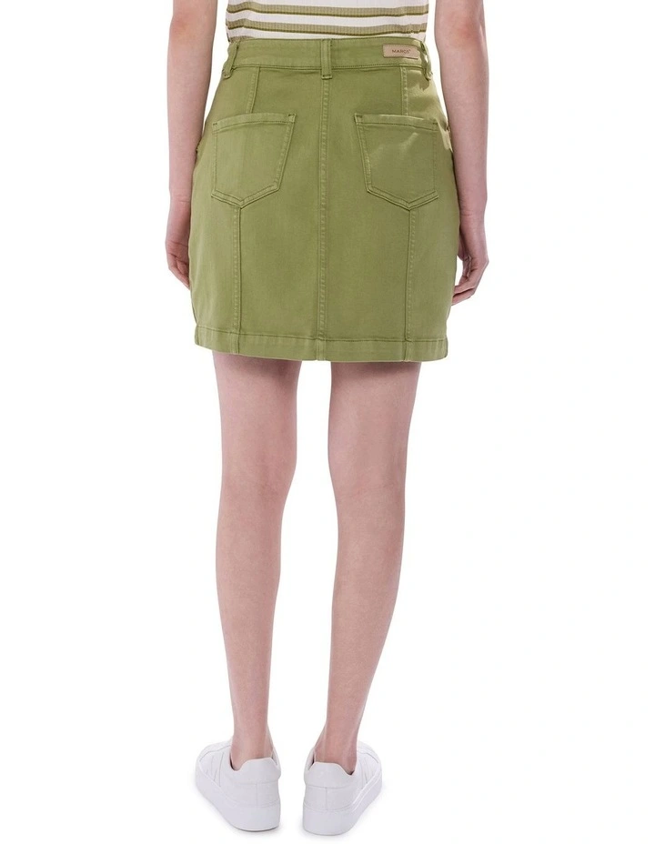 Jesse Denim Mini Skirt in Olive image 4