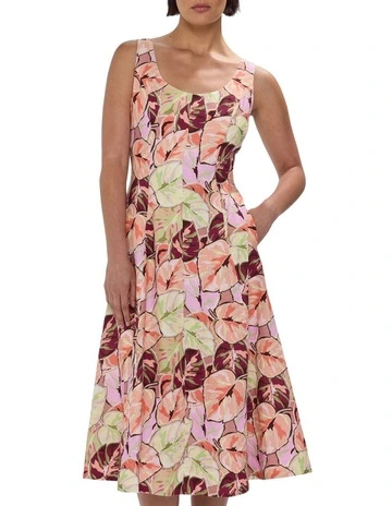 Plant Touch This Midi Dress in Pink Multi