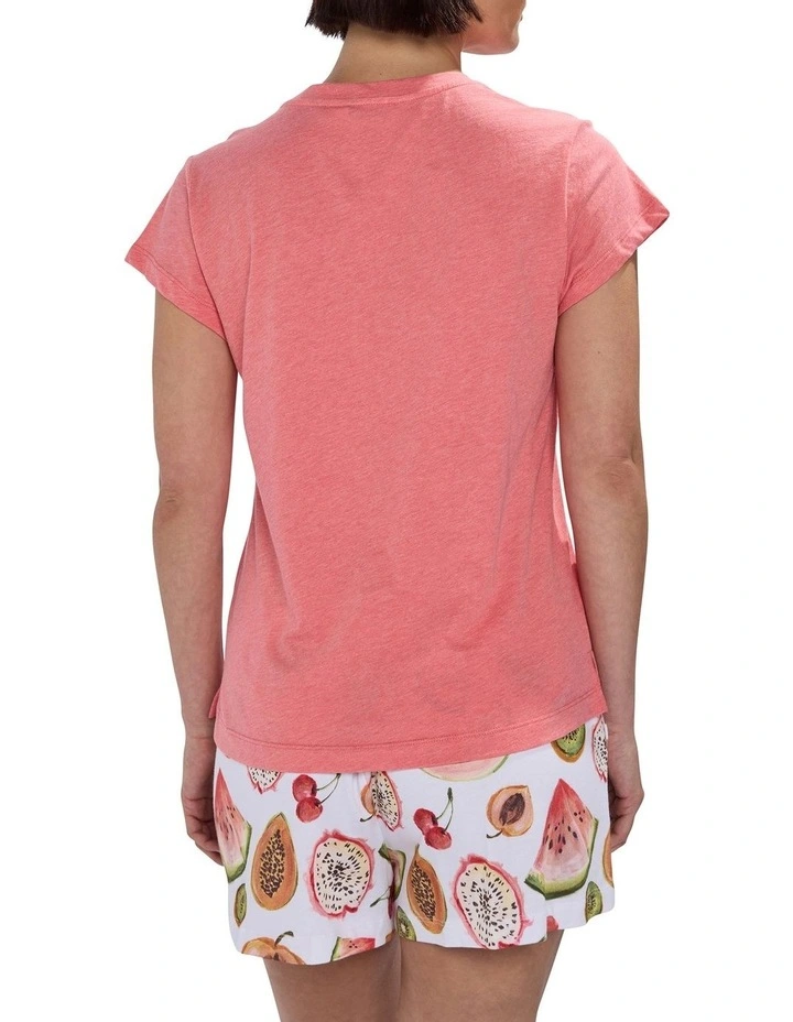 Pawpaw-some Pyjama Tee Set in Coral Multi image 3