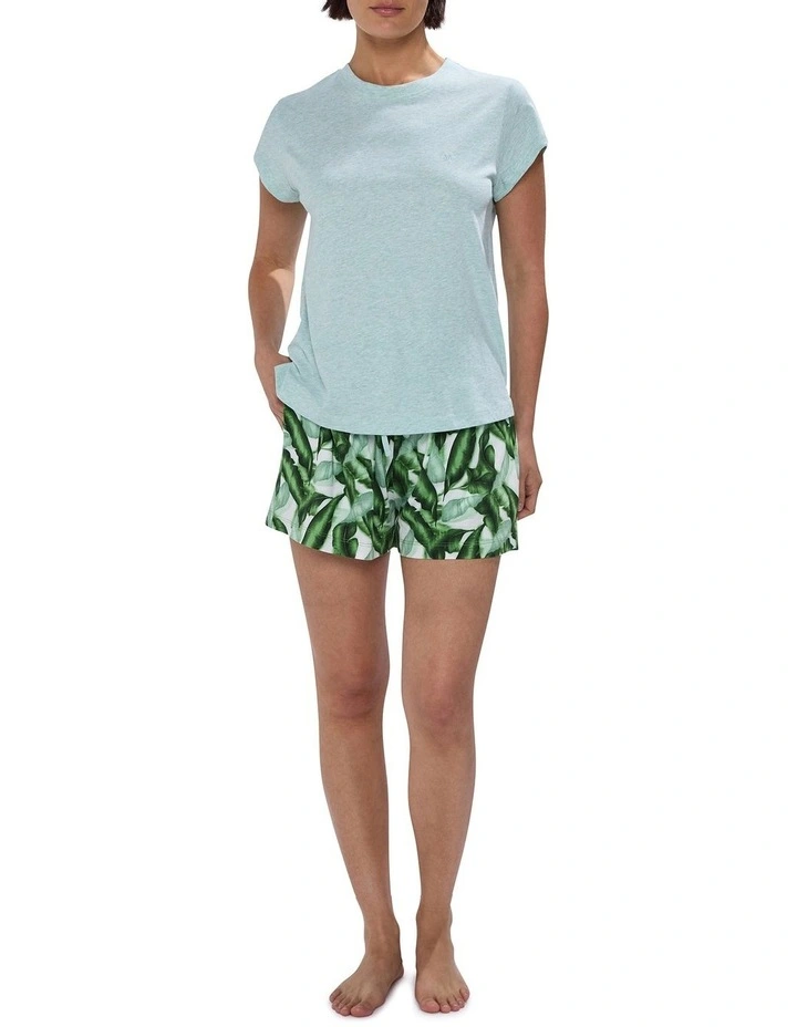 Hot Tropics Pyjama Tee Set in Green Multi image 1