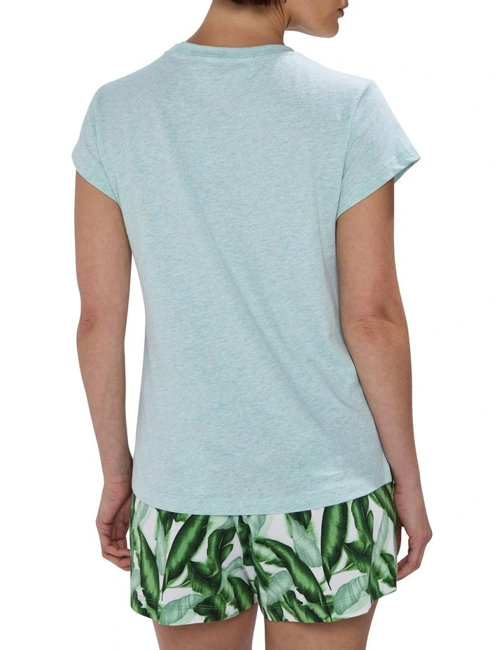 Hot Tropics Pyjama Tee Set in Green Multi image 3