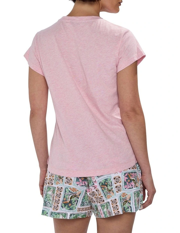 Never Leaf You Pyjama Tee Set in Pink Multi image 3
