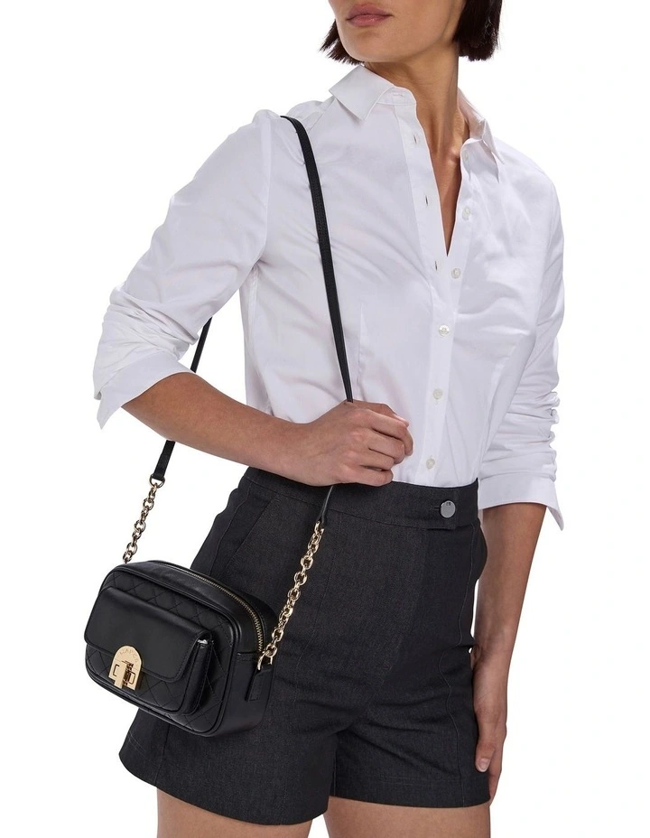 Candie Leather Camera Bag in Black image 5