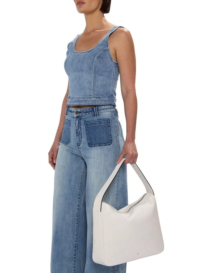 Asha Leather Tote Bag in Ivory image 5