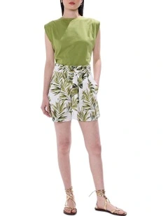 Leaf The City Linen Short in Ivory Multi